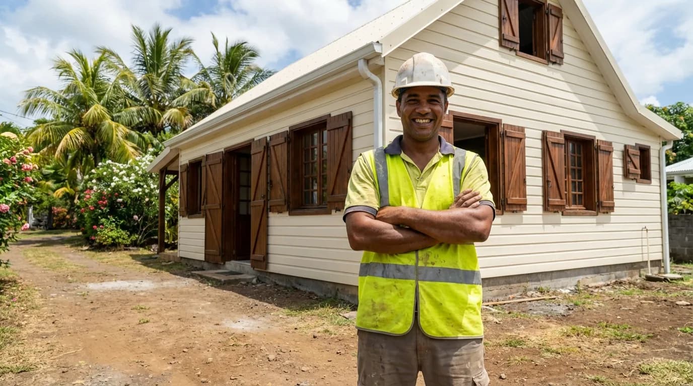 Expert Concept RENOV devant un chantier terminé